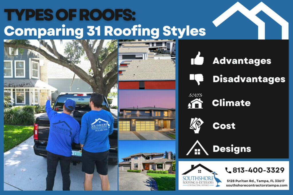 Roofing contractors guide comparing 31 different roof types and styles