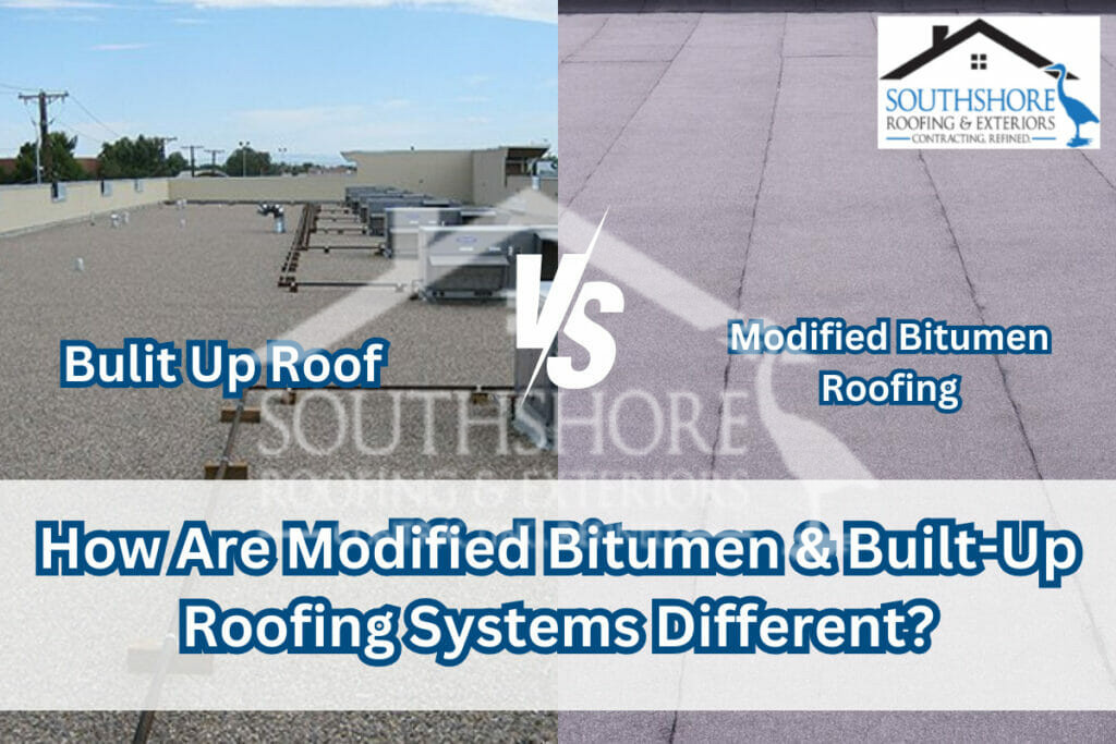 Modified bitumen roof, built up roof