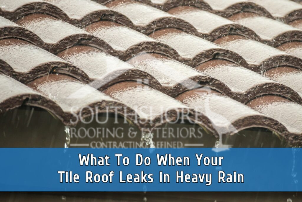 Tile roof in heavy rain