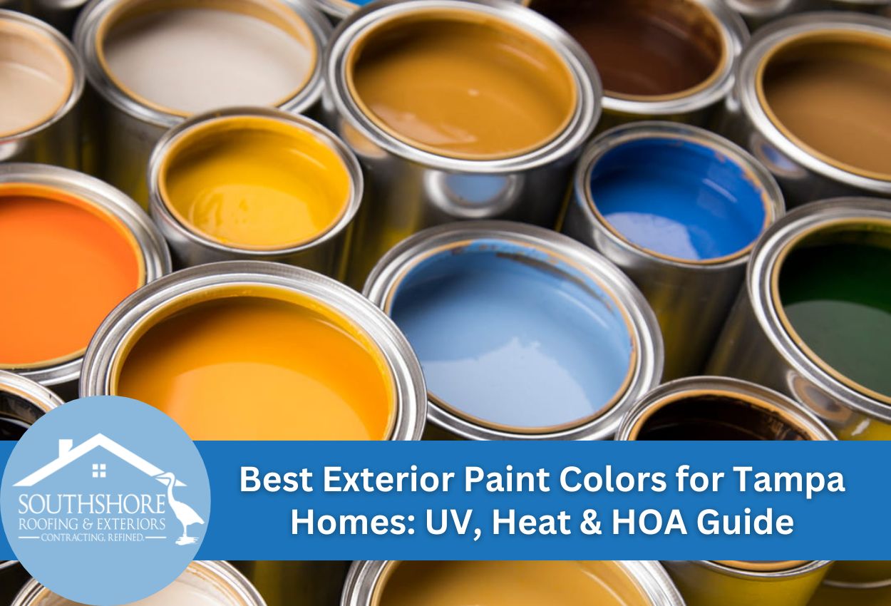 Collection of colorful paint cans for exterior home use