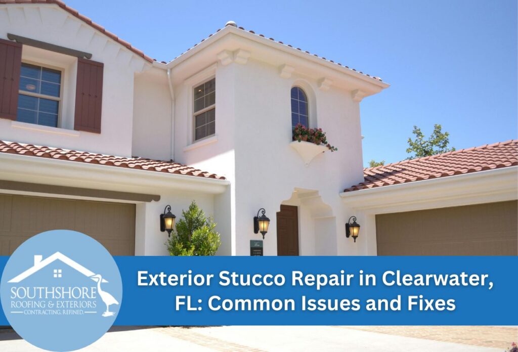 Stucco exterior of a modern home highlighting repair services